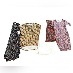 NWT Lularoe Sz XS Bundle 5 Pc Lot Irma Top Joy Vest Maxi Azure Skirt Julia Dress